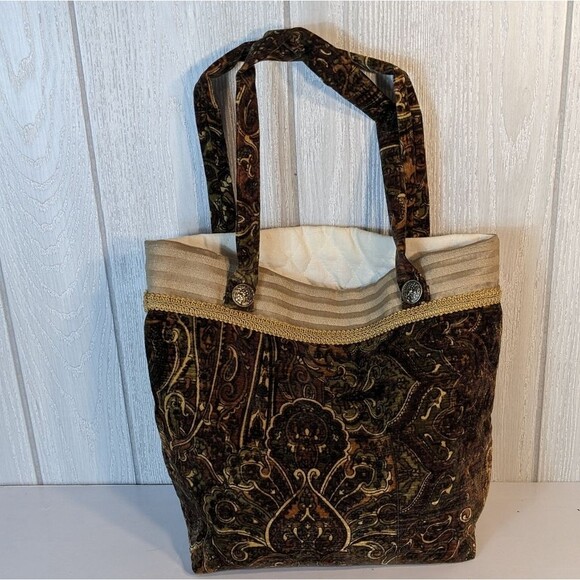 VTG Handmade Velour Should Bag / Tote Paisley EUC - Picture 2 of 10